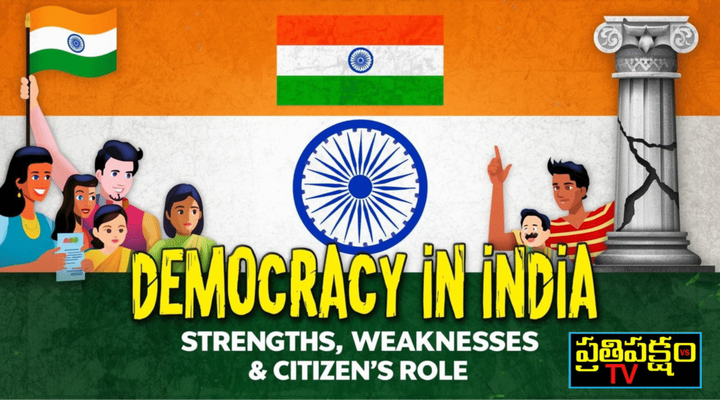 Citizens participating in Indian democracy through voting and public engagement