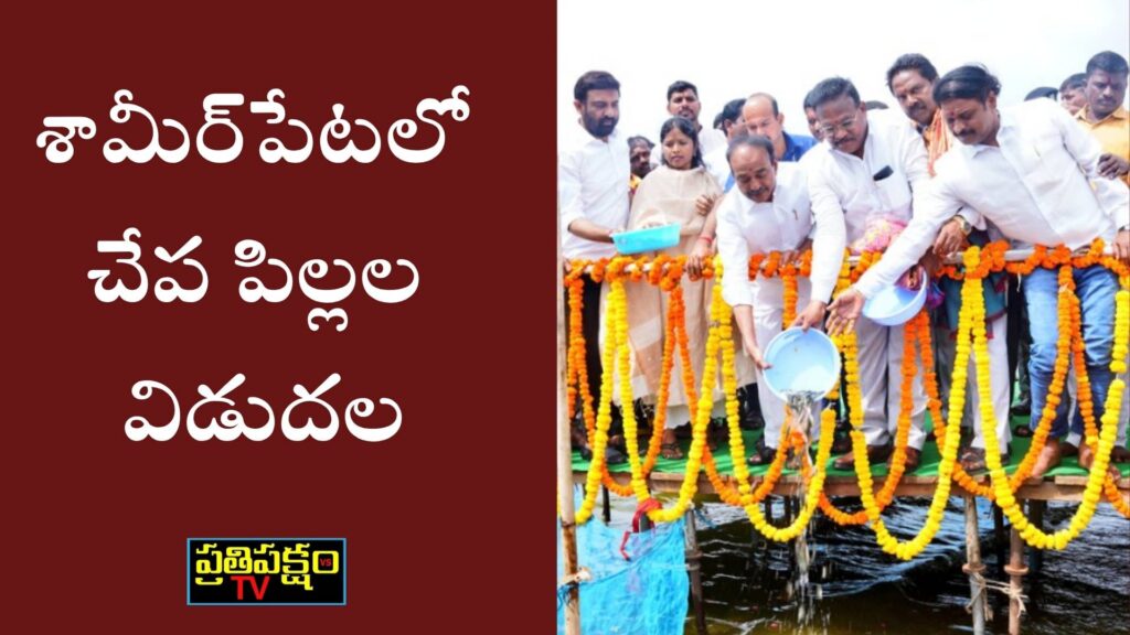 Shameerpet:చెరువులో చేప పిల్లల విడుదల-ఈటెల రాజేందర్ “శామీర్పేట్ చెరువులో చేప పిల్లల విడుదలలో పాల్గొన్న MP ఈటెల రాజేందర్”