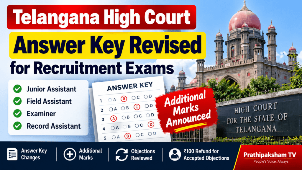 Telangana High Court: Answer Key Changes Telangana High Court answer key revised for recruitment exams with additional marks announced