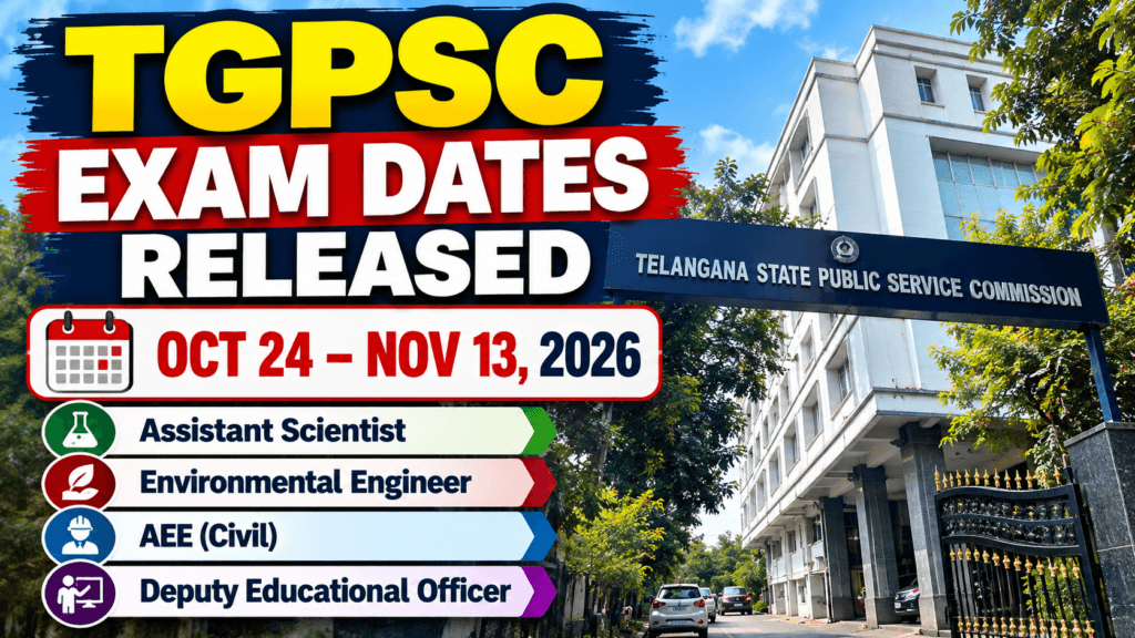 TGPSC Exam Schedule 2026: October & November Dates TGPSC Exam Schedule 2026 – Exam Dates Released for Telangana Government Jobs